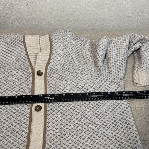 Tasso Elba Cardigan Sweater Beige Cotton Pockets Work Casual Holidays Men XXL - Picture 7 of 9